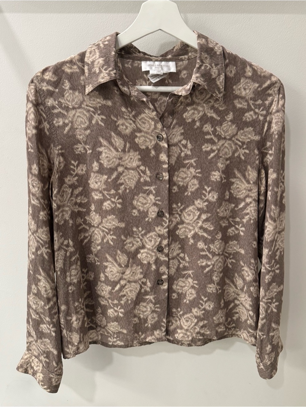 Jones New York Vintage Floral Silk Button Down Shirt